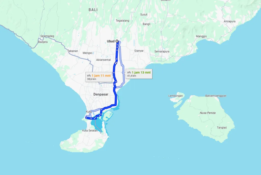 Jarak Dari Ubud ke Bandara